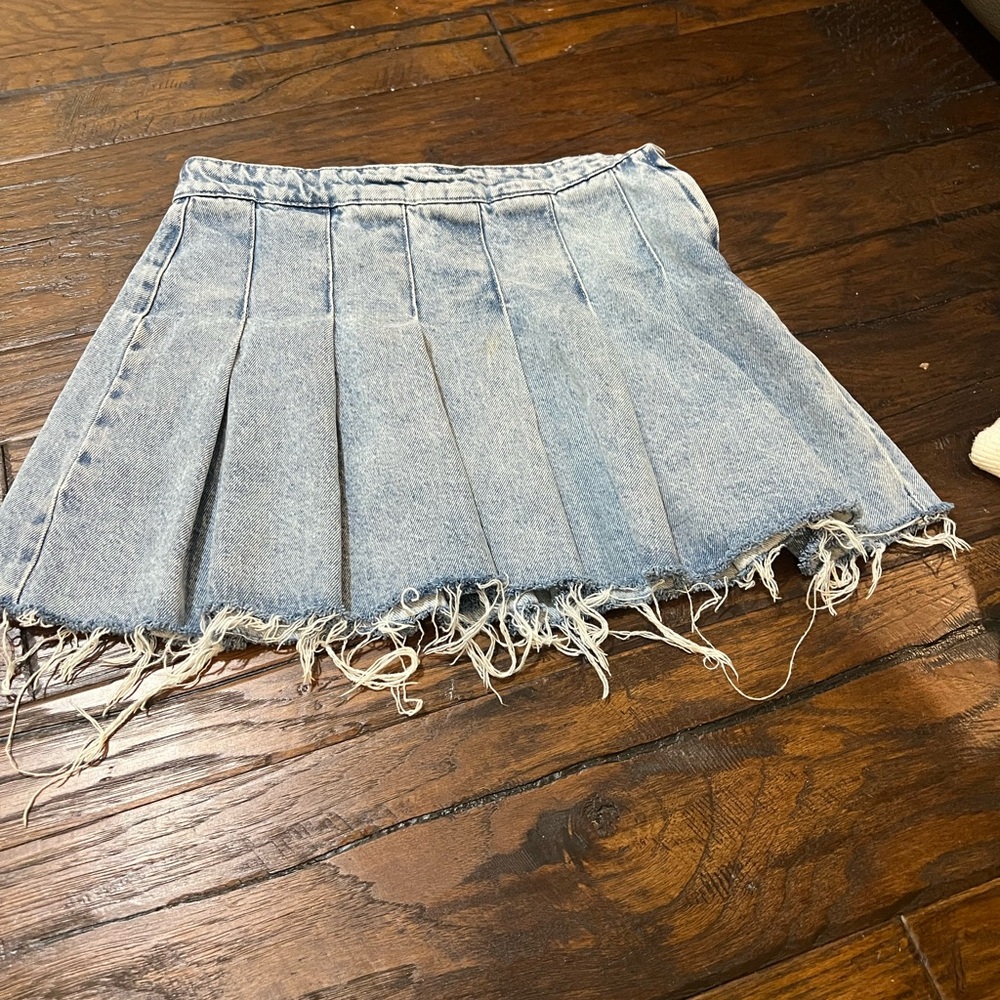 Zara Blue Pleated Skater Mini Skirt